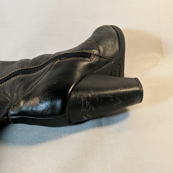 b.o.c. Black Leather Heeled Boots 3.5" Block Heel Knee High Womens 8.5 BOC Born - Picture 14 of 16